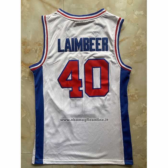 Maglia Detroit Pistons Bill Laimbeer No 40 Mitchell & Ness 1988-89 Bianco